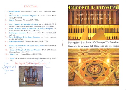 Concert d'orgue del 23/03/2009